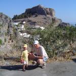 Tuż przed wędrówką na Akropol w Lindos...