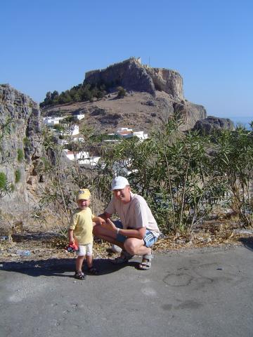 Tuż przed wędrówką na Akropol w Lindos...